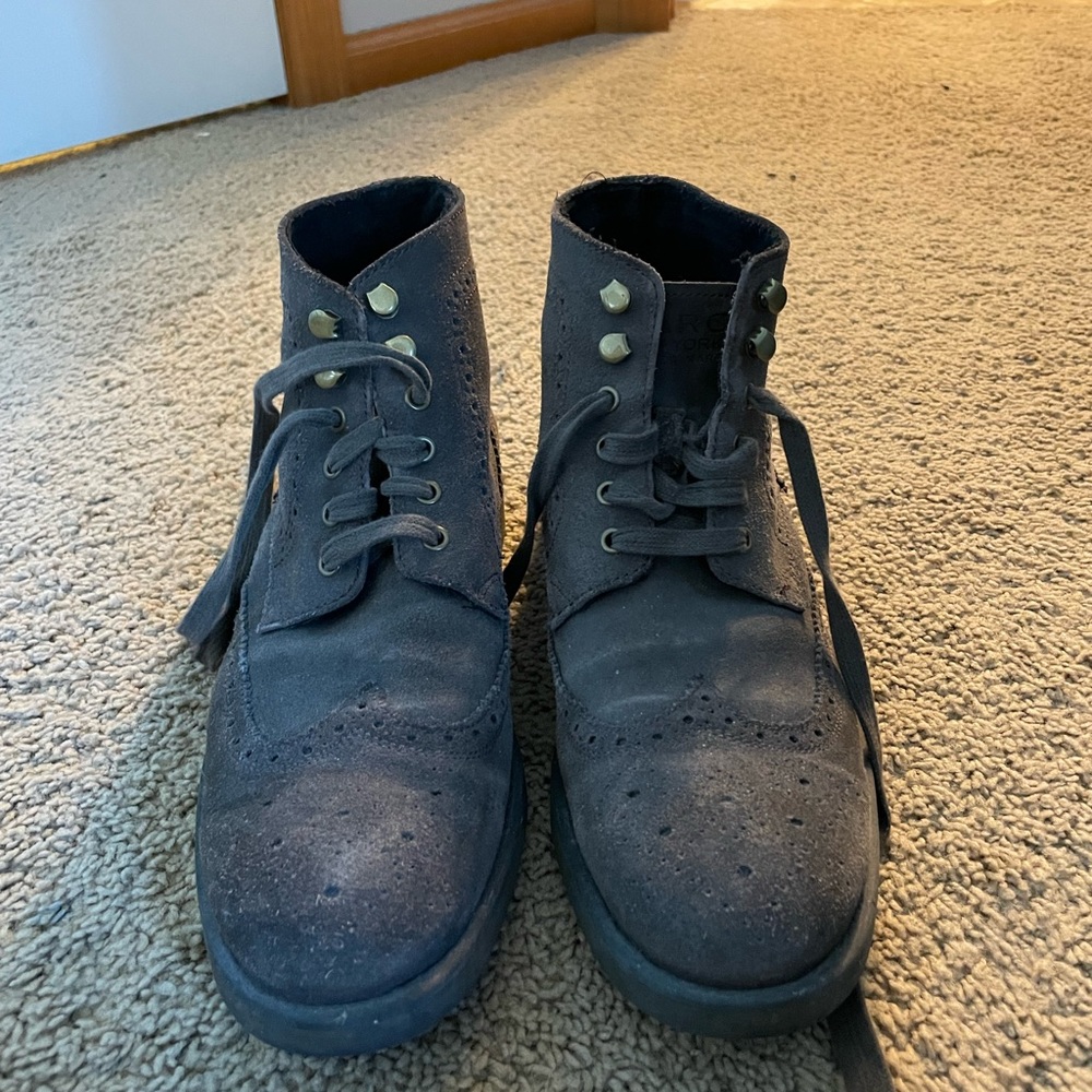 Suede dress wing tip boots